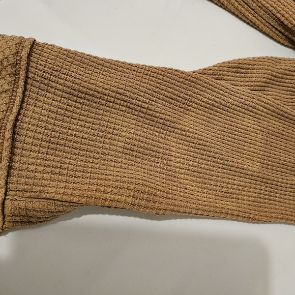 Aerie waffle cut button up in tan - Picture 6 of 6